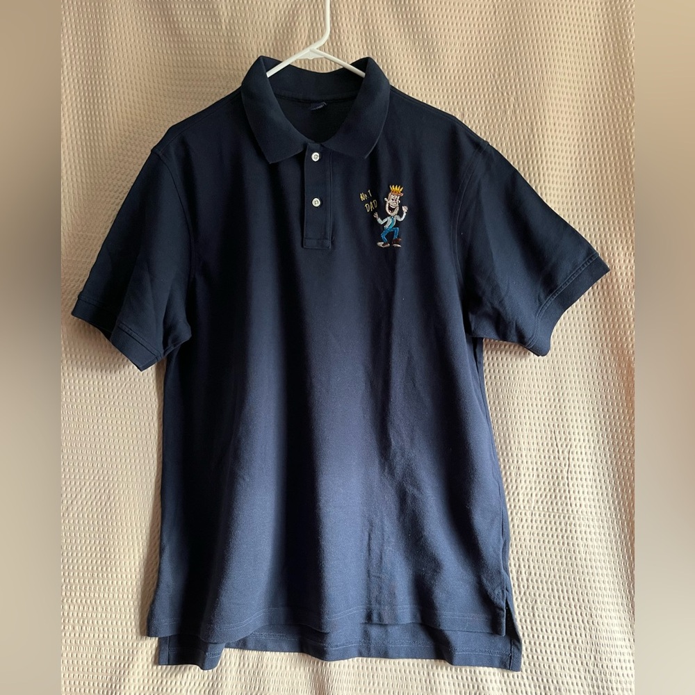 Men’s Large #1 DAD navy blue golf shirt.